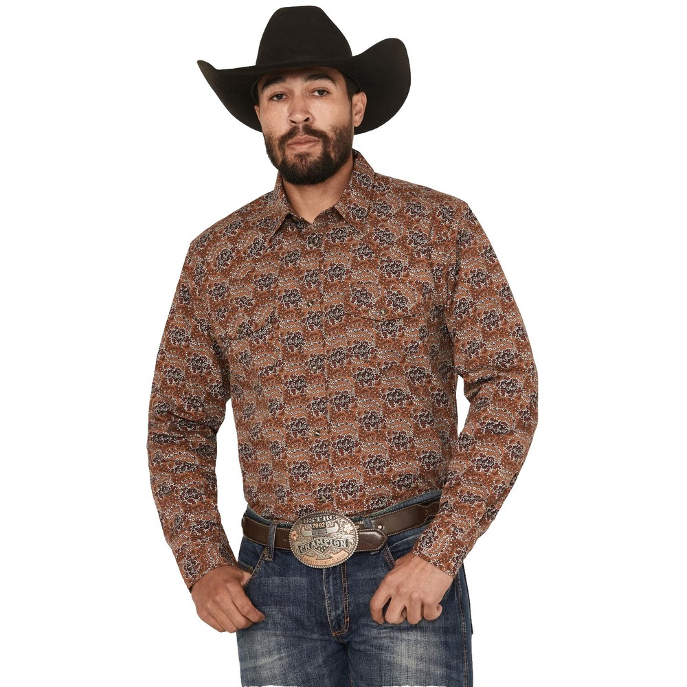 Gibson Trading Co Mens Rusted Still Floral Pearl Snap Western Shirt XL Brown NEW